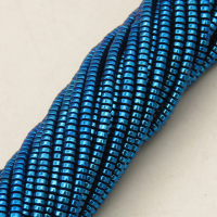 Non-magnetic Synthetic Hematite Beads Strands,UFO,Plating,Royal Blue,2x1mm,Hole:0.8mm,about 380 pcs/strand,about 4.5 g/strand,5 strands/package,14.93"(38mm),XBGB08414vbmb-L020