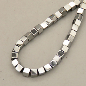 Non-magnetic Synthetic Hematite Beads Strands,Square,Plating,Silver White,3mm,Hole:1mm,about 120 pcs/strand,about 15 g/strand,5 strands/package,14.93"(38mm),XBGB08418vbmb-L020