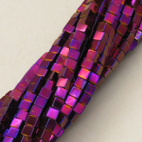 Non-magnetic Synthetic Hematite Beads Strands,Square,Plating,Purple,2mm,Hole:1mm,about 190 pcs/strand,about 6.5 g/strand,5 strands/package,14.93"(38mm),XBGB08434vbmb-L020