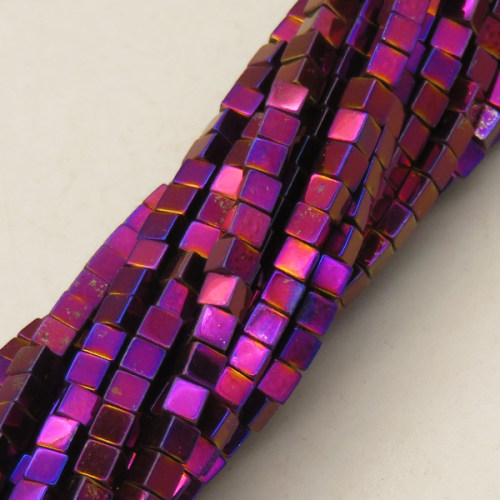 Non-magnetic Synthetic Hematite Beads Strands,Square,Plating,Purple,2mm,Hole:1mm,about 190 pcs/strand,about 6.5 g/strand,5 strands/package,14.93"(38mm),XBGB08434vbmb-L020