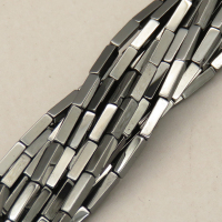 Non-magnetic Synthetic Hematite Beads Strands,Long Square,Plating,Dark Grey,2x8mm,Hole:0.8mm,about 45 pcs/strand,about 6.5 g/strand,5 strands/package,14.93"(38mm),XBGB08438ablb-L020