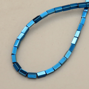 Non-magnetic Synthetic Hematite Beads Strands,Long Square,Plating,Royal Blue,2x4mm,Hole:0.8mm,about 95 pcs/strand,about 6 g/strand,5 strands/package,14.93"(38mm),XBGB08442ablb-L020