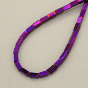 Non-magnetic Synthetic Hematite Beads Strands,Long Square,Plating,Purple,2x4mm,Hole:0.8mm,about 95 pcs/strand,about 6 g/strand,5 strands/package,14.93"(38mm),XBGB08446ablb-L020