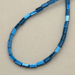 Non-magnetic Synthetic Hematite Beads Strands,Cuboid,Plating,Royal Blue,1.5x3mm,Hole:0.8mm,about 120 pcs/strand,about 3 g/strand,5 strands/package,14.93"(38mm),XBGB08470ablb-L020