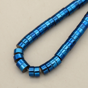 Non-magnetic Synthetic Hematite Beads Strands,Wheel,Flat Beads,Plating,Royal Blue,6x3mm,Hole:1mm,about 190 pcs/strand,about 53 g/strand,5 strands/package,14.93"(38mm),XBGB08480ablb-L020
