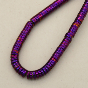 Non-magnetic Synthetic Hematite Beads Strands,Disc,Plating,Purple,4x1mm,Hole:1mm,about 380 pcs/strand,about 22 g/strand,5 strands/package,14.93"(38mm),XBGB08488ablb-L020