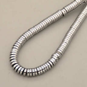 Non-magnetic Synthetic Hematite Beads Strands,Disc,Plating,Silver White,4x1mm,Hole:1mm,about 380 pcs/strand,about 22 g/strand,5 strands/package,14.93"(38mm),XBGB08490ablb-L020