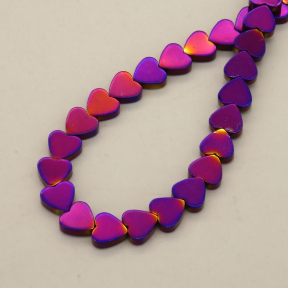 Non-magnetic Synthetic Hematite Beads Strands,Flat Heart,Plating,Purple,6x2mm,Hole:0.8mm,about 63 pcs/strand,about 20 g/strand,5 strands/package,14.93"(38mm),XBGB08496ablb-L020
