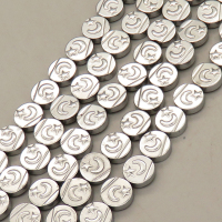 Non-magnetic Synthetic Hematite Beads Strands,Double-Sided Pakistani Round Cake,Plating,Silver White,10x4mm,Hole:1mm,about 38 pcs/strand,about 42 g/strand,5 strands/package,14.96"(38mm),XBGB08558bhia-L020