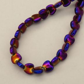 Non-magnetic Synthetic Hematite Beads Strands,Curved Apple,Plating,Purple,6x5x2.5mm,Hole:1mm,about 87 pcs/strand,about 20 g/strand,5 strands/package,14.96"(38mm),XBGB08594ahjb-L020
