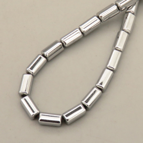 Non-magnetic Synthetic Hematite Beads Strands,Arc Rectangular Column,Plating,Silver White,4x8mm,Hole:1mm,about 49 pcs/strand,about 22 g/strand,5 strands/package,14.96"(38mm),XBGB08624ablb-L020