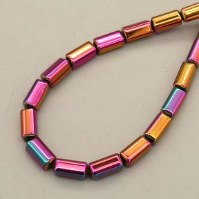 Non-magnetic Synthetic Hematite Beads Strands,Arc Rectangular Column,Plating,Purple,4x8mm,Hole:1mm,about 49 pcs/strand,about 22 g/strand,5 strands/package,14.96"(38mm),XBGB08626ablb-L020