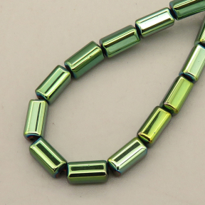 Non-magnetic Synthetic Hematite Beads Strands,Arc Rectangular Column,Plating,Dark Green,4x8mm,Hole:1mm,about 49 pcs/strand,about 22 g/strand,5 strands/package,14.96"(38mm),XBGB08628ablb-L020