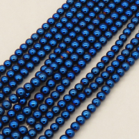 Non-magnetic Synthetic Hematite Beads Strands,Round,Plating,Royal Blue,4mm,Hole:1mm,about 95 pcs/strand,about 22 g/strand,5 strands/package,14.96"(38mm),XBGB08664baka-L020
