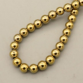 Non-magnetic Synthetic Hematite Beads Strands,round,Plating,Golden,4mm,Hole:1mm,about 95 pcs/strand,about 22 g/strand,5 strands/package,14.96"(38mm),XBGB08666baka-L020