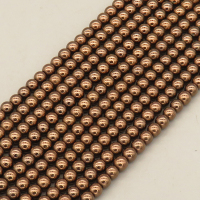 Non-magnetic Synthetic Hematite Beads Strands,round,Plating,Dark Brown,4mm,Hole:1mm,about 95 pcs/strand,about 22 g/strand,5 strands/package,14.96"(38mm),XBGB08668baka-L020