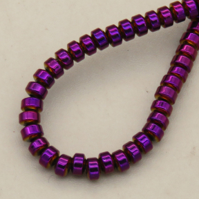 Non-magnetic Synthetic Hematite Beads Strands,UFO,Plating,Purple,3x2mm,Hole:1mm,about 190 pcs/strand,about 12 g/strand,5 strands/package,14.96"(38mm),XBGB08674ablb-L020