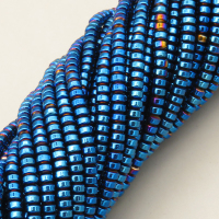 Non-magnetic Synthetic Hematite Beads Strands,UFO,Plating,Royal Blue,3x2mm,Hole:1mm,about 190 pcs/strand,about 12 g/strand,5 strands/package,14.96"(38mm),XBGB08676ablb-L020