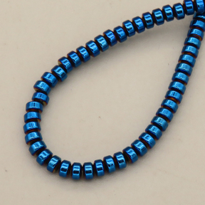 Non-magnetic Synthetic Hematite Beads Strands,UFO,Plating,Royal Blue,3x2mm,Hole:1mm,about 190 pcs/strand,about 12 g/strand,5 strands/package,14.96"(38mm),XBGB08676ablb-L020