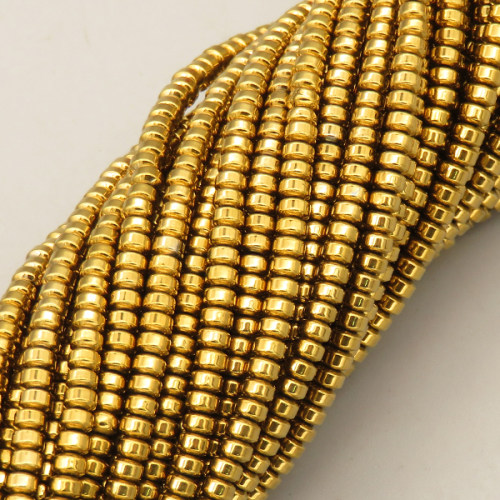 Non-magnetic Synthetic Hematite Beads Strands,UFO,Plating,Golden,3x2mm,Hole:1mm,about 190 pcs/strand,about 12 g/strand,5 strands/package,14.96"(38mm),XBGB08678ablb-L020