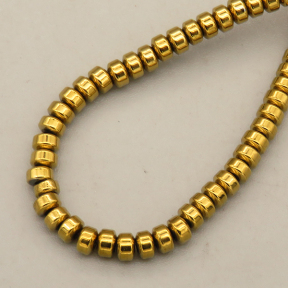 Non-magnetic Synthetic Hematite Beads Strands,UFO,Plating,Golden,3x2mm,Hole:1mm,about 190 pcs/strand,about 12 g/strand,5 strands/package,14.96"(38mm),XBGB08678ablb-L020