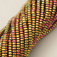 Non-magnetic Synthetic Hematite Beads Strands,UFO,Plating,Purple Red Yellow,3x2mm,Hole:1mm,about 190 pcs/strand,about 12 g/strand,5 strands/package,14.96"(38mm),XBGB08680ablb-L020