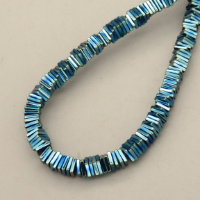 Non-magnetic Synthetic Hematite Beads Strands,Square,Plating,Cyan,4x1mm,Hole:1mm,about 380 pcs/strand,about 14 g/strand,5 strands/package,14.96"(38mm),XBGB08686bbov-L020