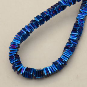 Non-magnetic Synthetic Hematite Beads Strands,Square,Plating,Royal Blue,4x1mm,Hole:0.8mm,about 380 pcs/strand,about 14 g/strand,5 strands/package,14.96"(38mm),XBGB08688bbov-L020