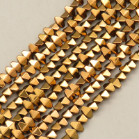 Non-magnetic Synthetic Hematite Beads Strands,Convex Hexagonal Rhombus,Plating,Brown,6x4x3mm,Hole:1mm,about 110 pcs/strand,about 14 g/strand,5 strands/package,14.96"(38mm),XBGB08700bbov-L020