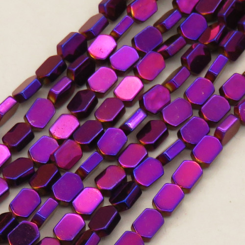 Non-magnetic Synthetic Hematite Beads Strands,Diagonal Rhomboid,Plating,Purple,4x6x2mm,Hole:1mm,about 63 pcs/strand,about 14 g/strand,5 strands/package,14.96"(38mm),XBGB08726ablb-L020