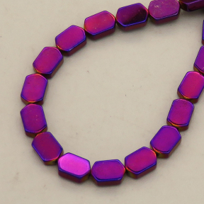 Non-magnetic Synthetic Hematite Beads Strands,Diagonal Rhomboid,Plating,Purple,4x6x2mm,Hole:1mm,about 63 pcs/strand,about 14 g/strand,5 strands/package,14.96"(38mm),XBGB08726ablb-L020