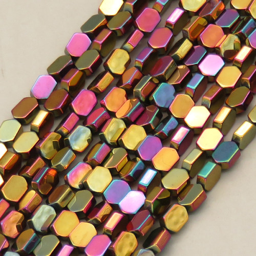 Non-magnetic Synthetic Hematite Beads Strands,Diagonal Rhomboid,Plating,Purple Champagne,4x6x2mm,Hole:1mm,about 63 pcs/strand,about 14 g/strand,5 strands/package,14.96"(38mm),XBGB08728ablb-L020