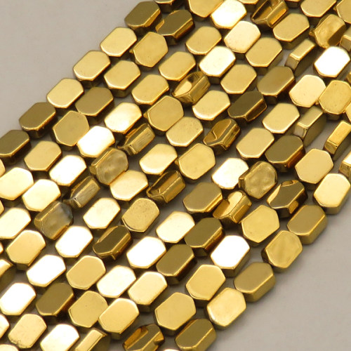 Non-magnetic Synthetic Hematite Beads Strands,Diagonal Rhomboid,Plating,Light Gold,4x6x2mm,Hole:1mm,about 63 pcs/strand,about 14 g/strand,5 strands/package,14.96"(38mm),XBGB08730ablb-L020