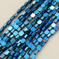 Non-magnetic Synthetic Hematite Beads Strands,Diagonal Rhomboid,Plating,Royal Blue,4x6x2mm,Hole:1mm,about 63 pcs/strand,about 14 g/strand,5 strands/package,14.96"(38mm),XBGB08732ablb-L020