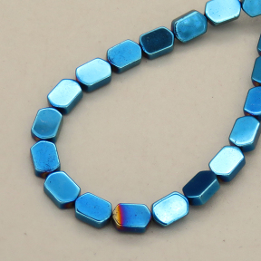 Non-magnetic Synthetic Hematite Beads Strands,Diagonal Rhomboid,Plating,Royal Blue,4x6x2mm,Hole:1mm,about 63 pcs/strand,about 14 g/strand,5 strands/package,14.96"(38mm),XBGB08732ablb-L020