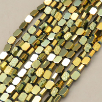Non-magnetic Synthetic Hematite Beads Strands,Diagonal Rhomboid,Plating,K Gold,4x6x2mm,Hole:1mm,about 63 pcs/strand,about 14 g/strand,5 strands/package,14.96"(38mm),XBGB08742ablb-L020