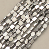 Non-magnetic Synthetic Hematite Beads Strands,Diagonal Rhomboid,Plating,Silver White,4x6x2mm,Hole:1mm,about 63 pcs/strand,about 14 g/strand,5 strands/package,14.96"(38mm),XBGB08746ablb-L020