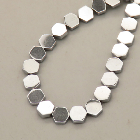Non-magnetic Synthetic Hematite Beads Strands,Gossip,Plating,Silver White,6x2mm,Hole:1mm,about 63 pcs/strand,about 18 g/strand,,5 strands/package,16.96"(38mm),XBGB08750ablb-L020