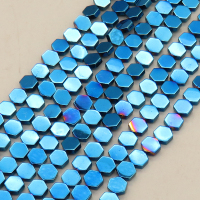 Non-magnetic Synthetic Hematite Beads Strands,Gossip,Plating,Royal Blue,6x2mm,Hole:1mm,about 63 pcs/strand,about 18 g/strand,,5 strands/package,16.96"(38mm),XBGB08752ablb-L020
