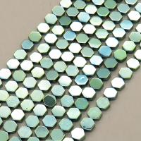 Non-magnetic Synthetic Hematite Beads Strands,Gossip,Plating,Dark Green,6x2mm,Hole:1mm,about 63 pcs/strand,about 18 g/strand,,5 strands/package,16.96"(38mm),XBGB08758ablb-L020