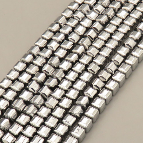 Non-magnetic Synthetic Hematite Beads Strands,Faceted Square,Plating,Silver,8x8mm,Hole:1mm,about 47 pcs/strand,about 86 g/strand,,5 strands/package,16.96"(38mm),XBGB08800vbmb-L020