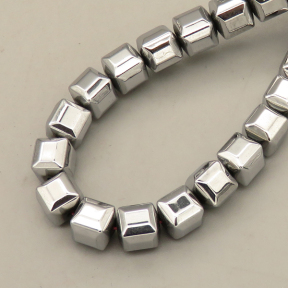 Non-magnetic Synthetic Hematite Beads Strands,Faceted Square,Plating,Silver,8x8mm,Hole:1mm,about 47 pcs/strand,about 86 g/strand,,5 strands/package,16.96"(38mm),XBGB08800vbmb-L020