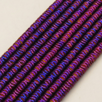 Non-magnetic Synthetic Hematite Beads Strands,Cut Triangle,Plating,Purple,6x2mm,Hole:1mm,about 222 pcs/strand,about 46 g/strand,,5 strands/package,16.96"(38mm),XBGB08806bbov-L020