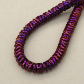 Non-magnetic Synthetic Hematite Beads Strands,Cut Triangle,Plating,Purple,6x2mm,Hole:1mm,about 222 pcs/strand,about 46 g/strand,,5 strands/package,16.96"(38mm),XBGB08806bbov-L020