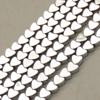 Non-magnetic Synthetic Hematite Beads Strands,Flat Heart,Plating,Silver White,4x4x2mm,Hole:1mm,about 119 pcs/strand,about 13 g/strand,,5 strands/package,16.96"(38mm),XBGB08824vbnb-L020