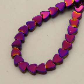 Non-magnetic Synthetic Hematite Beads Strands,Flat Heart,Plating,Purple,4x4x2mm,Hole:1mm,about 119 pcs/strand,about 13 g/strand,,5 strands/package,16.96"(38mm),XBGB08826vbnb-L020