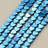 Non-magnetic Synthetic Hematite Beads Strands,Flat Heart,Plating,Royal Blue,4x4x2mm,Hole:1mm,about 119 pcs/strand,about 13 g/strand,,5 strands/package,16.96"(38mm),XBGB08828vbnb-L020