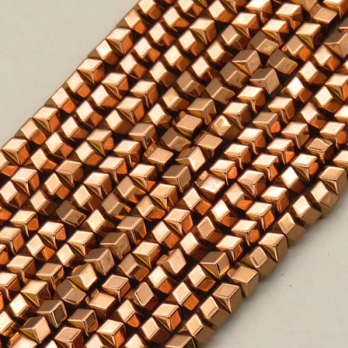 Non-magnetic Synthetic Hematite Beads Strands,Six-Sided Triangle Cut,Plating,Brown,3x3mm,Hole:1mm,about 126 pcs/strand,about 12 g/strand,,5 strands/package,16.96"(38mm),XBGB08832vbmb-L020