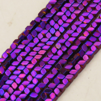 Non-magnetic Synthetic Hematite Beads Strands,Diagonally Tangent Square,Plating,Purple,3x3mm,Hole:1mm,about 126 pcs/strand,about 13 g/strand,,5 strands/package,16.96"(38mm),XBGB08846vbmb-L020