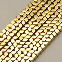 Non-magnetic Synthetic Hematite Beads Strands,Diagonally Tangent Square,Plating,Gold,3x3mm,Hole:1mm,about 126 pcs/strand,about 13 g/strand,,5 strands/package,16.96"(38mm),XBGB08848vbmb-L020